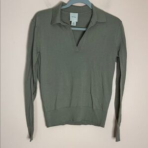 Calvin Klein Tan Collared V-Neck Sweater